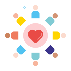 Icon of people around a heart shape