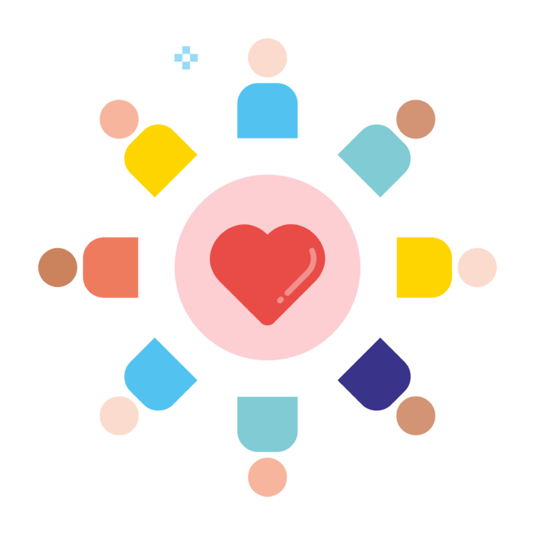 Icon of people around a heart shape