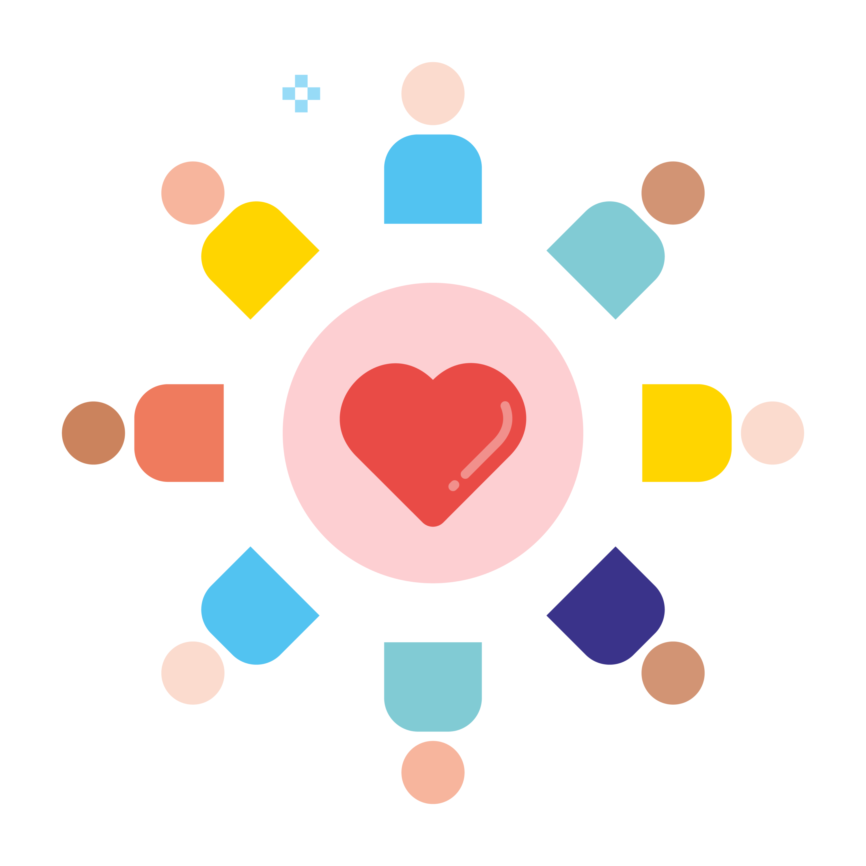 Icon of people around a heart shape