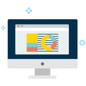 Icon showing charts and graphs on a computer screen