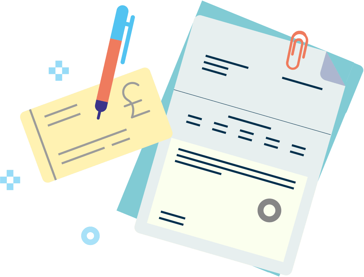 icon showing giving of money and forms.